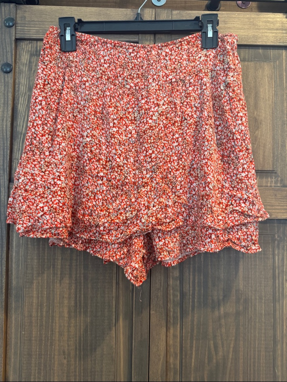 Altar’d State Red Floral Ruffle Women’s Shorts